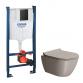 GSI Pura Tortora 50 toiletpakke inkl. s�de m. softclose, cisterne og mat sort betjening