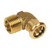 Altech kobber Cu press vinkel 90� m/udvendigt gevind og muffe - 1/2