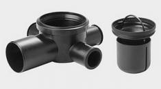 Unidrain Kvadrat Udl�bshus m/sideindl�b Vandret � 75mm