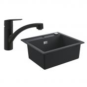 Grohe K700 k�kkenvask i komposit m/Start k�kkenvandhane i mat sort