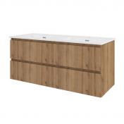 Sanibell Proline 120 m�bels�t m/lameller, 2 skuffer og dobbeltvask - Urban eg