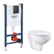 Grohe Bau toiletpakke inkl. s�de, cisterne og mat sort betjening