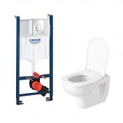 Duravit D-Code toiletpakke inkl. Grohe cisterne, betjeningsplade og toilets�de