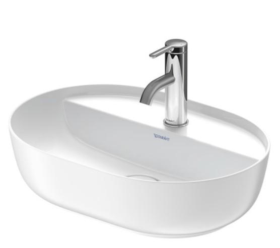 Duravit Luv 50 fritst&aring;ende bowlevask - 1 hanehul - Mat hvid