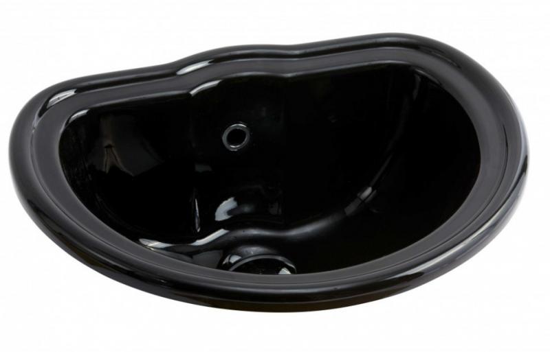 Lavabo Retro 50 h&aring;ndvask t/nedf&aelig;ldning - Med overl&oslash;b - Blank sort