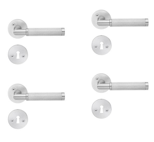 Beslagsboden Design indend&oslash;rs d&oslash;rh&aring;ndtag m/crystal cut - B&oslash;rstet krom - S&aelig;t &aacute; 4 stk