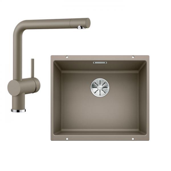 Blanco Subline 500-U k&oslash;kkenvask m/Linus k&oslash;kkenarmatur - Tr&oslash;ffel