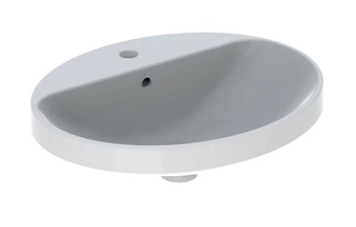 Geberit Variform 50 oval h&aring;ndvask m/bagkant t/nedf&aelig;ldning - 1 hanehul
