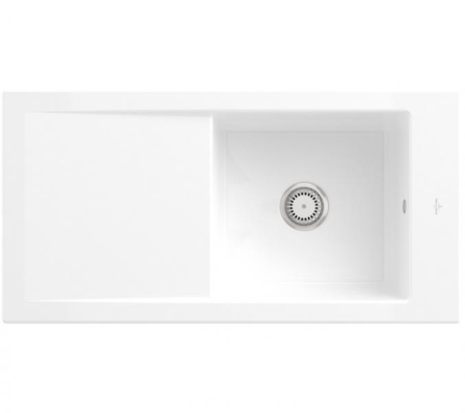 Villeroy & Boch Timeline 60 100 k&oslash;kkenvask m/afl&oslash;bsbakke - Hvid alpin - Ceramic+