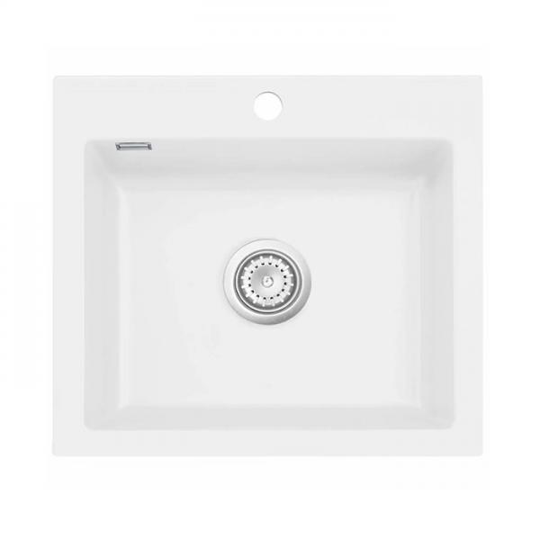 Lavabo Mera 57 porcel&aelig;nsk&oslash;kkenvask - Mat hvid/Krom afl&oslash;b