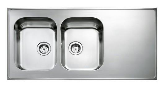 Intra AH12-KV st&aring;lbordplade k&oslash;kkenvask - Vendbar - Dobbelt - 120 cm