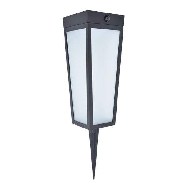 Lutec Dias Solar udend&oslash;rslampe m/frostet glas, sensor og jordspyd - Sort