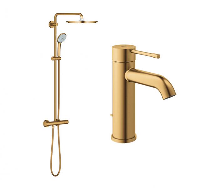 Grohe Essence & Euphoria komplet pakke til bad - B&oslash;rstet Cool Sunrise