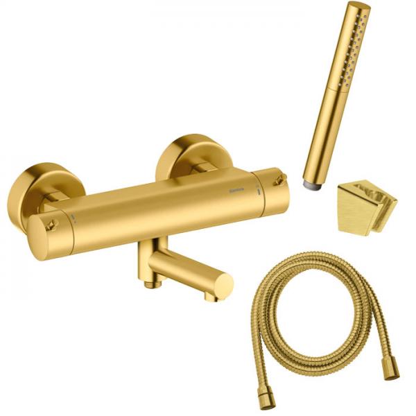 Damixa Iris komplet badekararmatur - B&oslash;rstet messing