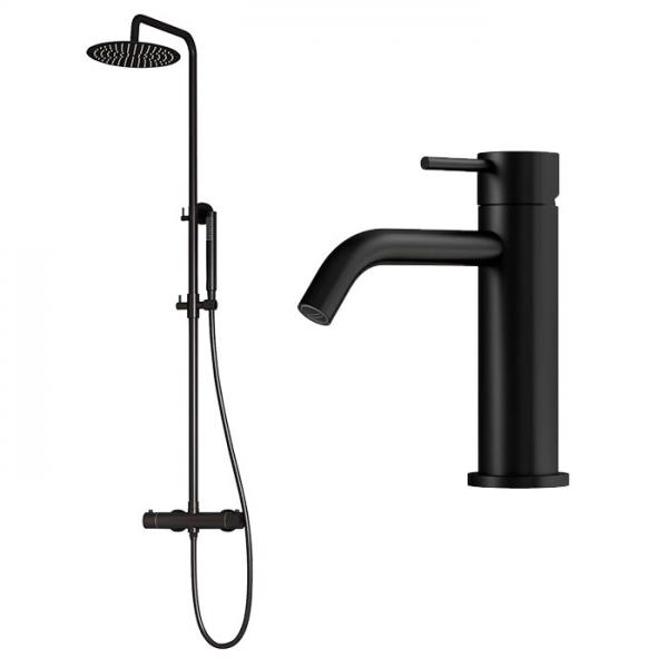 Lavabo Argo & Mira RS komplet pakke til badev&aelig;relset - Mat sort