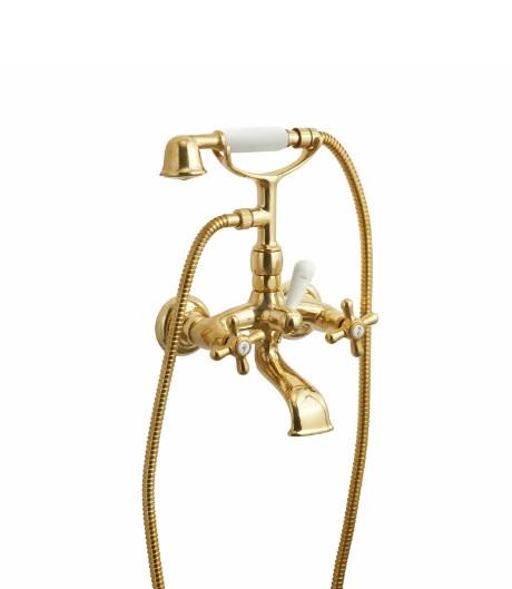 Lavabo Retro badekararmatur m/h&aring;ndbruser - Messing natur