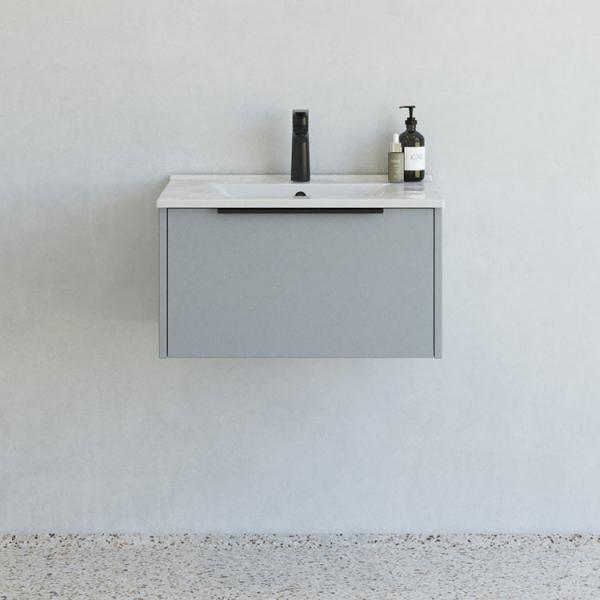 Dansani Mido+ Classic 61 m&oslash;bels&aelig;t m/Amber vask og 1 skuffe - Mat lysebl&aring;