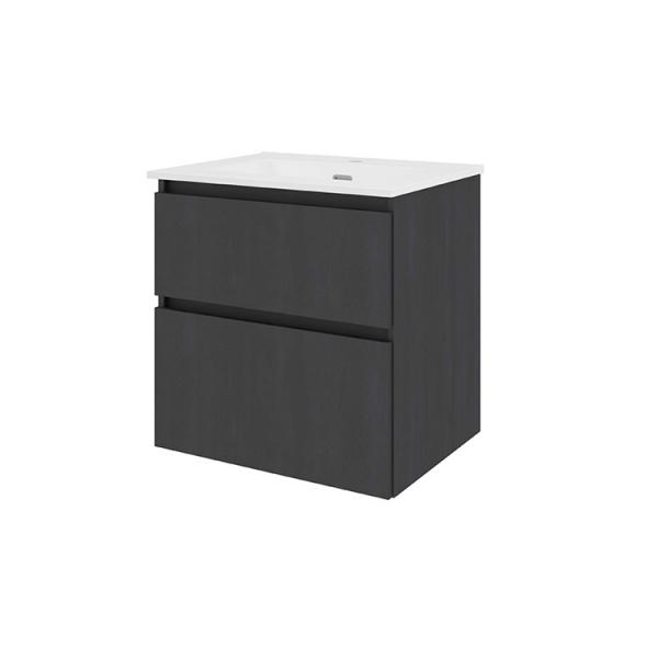 Sanibell Proline 60 m&oslash;bels&aelig;t m/2 asymmetriske skuffer - Sort eg