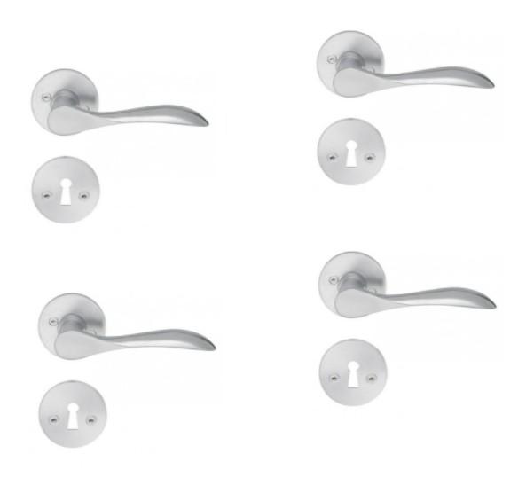 Beslagsboden indend&oslash;rs d&oslash;rgreb inkl n&oslash;gleskilt - B&oslash;rstet krom - S&aelig;t &aacute; 4 stk