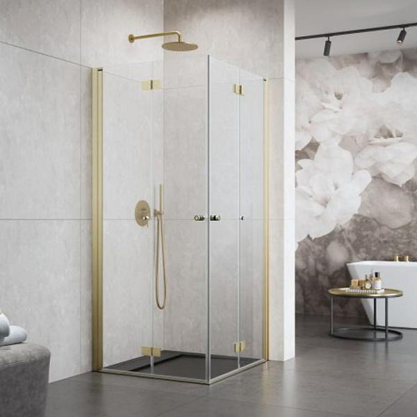 Str&oslash;mberg Noma 110 bruseniche m/folded&oslash;re - 90x90 cm - Klar glas/b&oslash;rstet messing