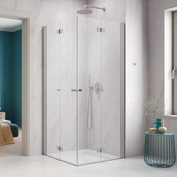 Str&oslash;mberg Noma 110 bruseniche m/folded&oslash;re - 80x80 cm - Klar glas/steel