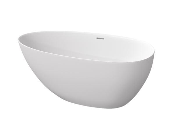 Str&oslash;mberg Fermo oval fritst&aring;ende badekar 1700x850 mm - Mat hvid
