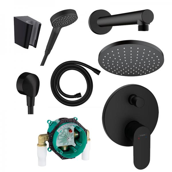 hansgrohe Rebris komplet brusesystem til indbygning - Mat sort