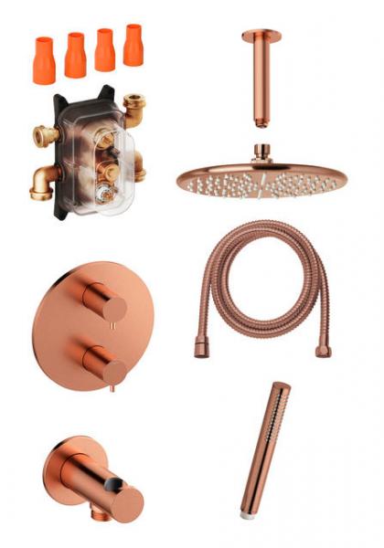 Damixa Silhouet komplet brusesystem til indbygning/loft - B&oslash;rstet kobber