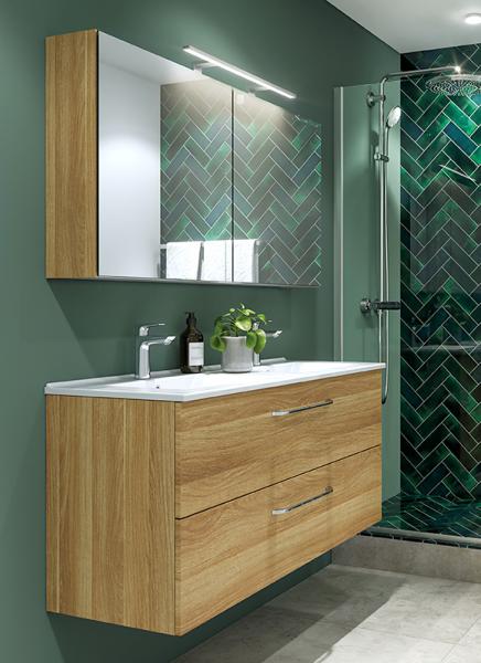 Outlet - Dansani Mido+ 120 m&oslash;bels&aelig;t m/Amber dobbelt h&aring;ndvask - Varm eg