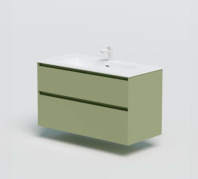 Str&oslash;mberg Lux 120 vaskeskab m/2 skuffer - Olive gr&oslash;n