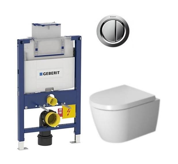 Duravit Me by Starck Compact Rimless toiletpakke inkl. lav cisterne, krom betjening og s&aelig;de m/ soft-close