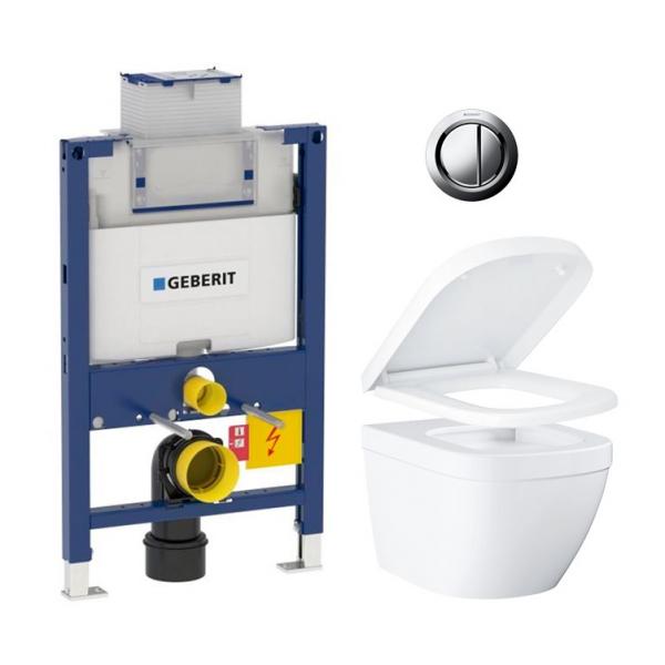 Grohe Euro kompakt Rimless toiletpakke inkl. s&aelig;de m/soft-close, lav cisterne og krom betjening