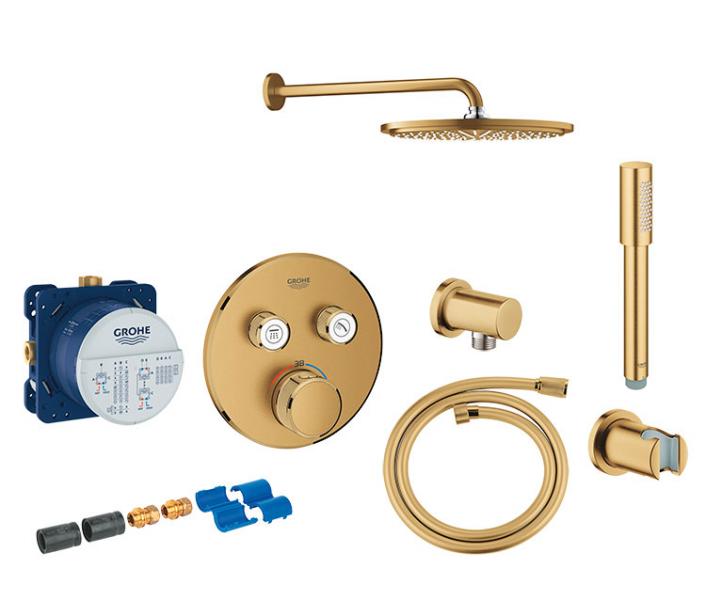 Grohe SmartControl komplet brusesystem m/Rainshower 310 til indbygning - B&oslash;rstet Cool Sunrise