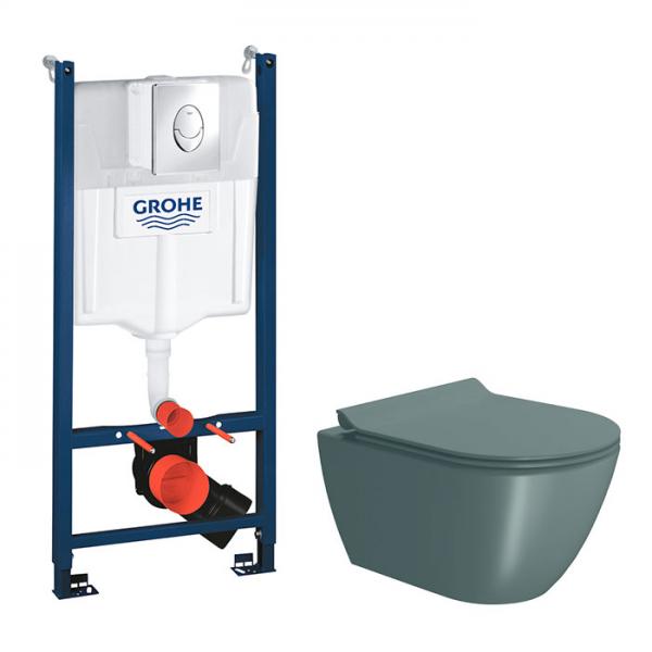 GSI Pura Agave 50 toiletpakke inkl. s&aelig;de m. softclose, cisterne og krom betjening