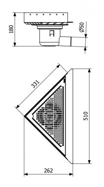 PURUS Corner gulvafl&oslash;b, sampak &Oslash;50 mm vandret med vandl&aring;s