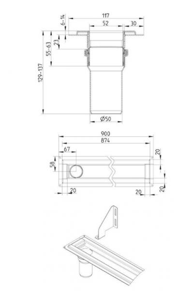 Blucher Waterline 900 mm afl&oslash;b m/Copenhagen Line rist - Sort