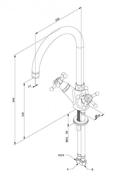 Toni Christiansborg k&oslash;kkenarmatur &Oslash;200 - Messing