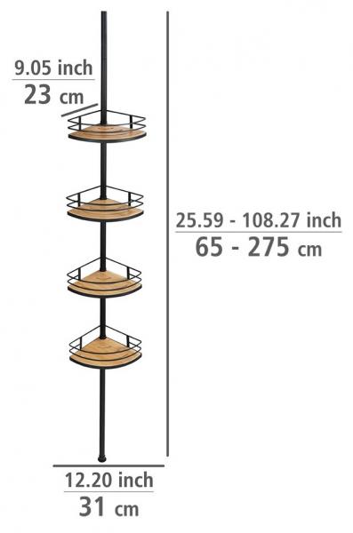 Wenko Dolcedo teleskopisk hj&oslash;rnehylde til bad - Mat sort - Skruefri