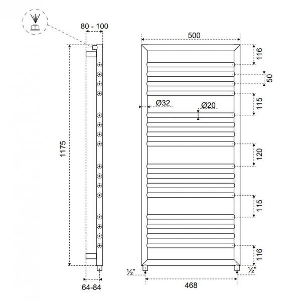 Kriss Venus h&aring;ndkl&aelig;det&oslash;rrer - 50x117 cm - Poleret rustfrit st&aring;l