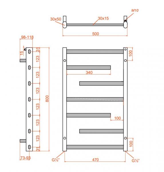 Kriss Sirius h&aring;ndkl&aelig;det&oslash;rrer - 50x80 cm - Krom