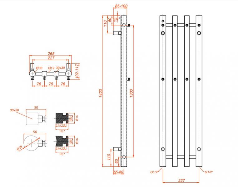 Kriss Zenit h&aring;ndkl&aelig;det&oslash;rrer - 27x142 cm - Krom