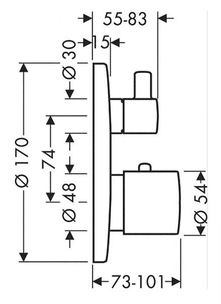 Axor Uno indbygningsarmatur - B&oslash;rstet r&oslash;dguld