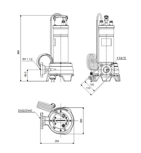 Grundfos Unilift APG afl&oslash;bspumpe 40.10.1 type E/F