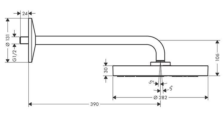 Axor One 280 hovedbruser 1jet - B&oslash;rstet r&oslash;dguld