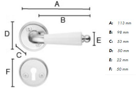 Beslagsboden vintage indend&oslash;rs d&oslash;rgreb inkl n&oslash;gleskilt - Krom/hvid - S&aelig;t &aacute; 4 stk