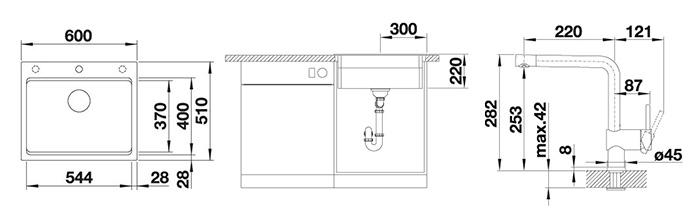 Blanco Etagon 6 k&oslash;kkenvask m/Linus k&oslash;kkenarmatur - Kaffe