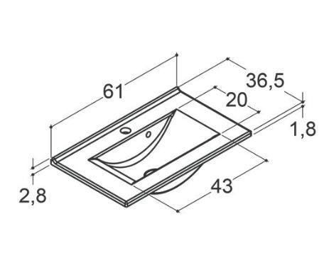 Dansani Amber Mini 60 m&oslash;belvask - 1 hanehul