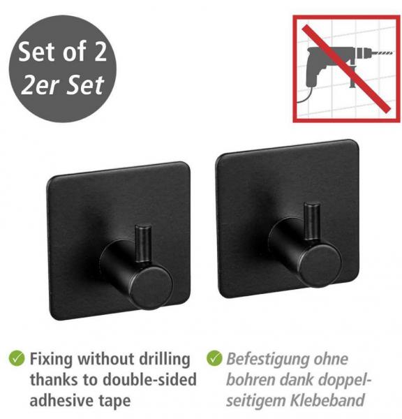 Wenko Ureo selvkl&aelig;bende kroge - 2 stk - Mat sort