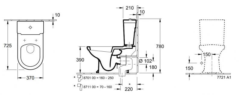Villeroy & Boch Hommage gulvst&aring;ende toilet m/Ceramic+ u/cisterne - Hvid