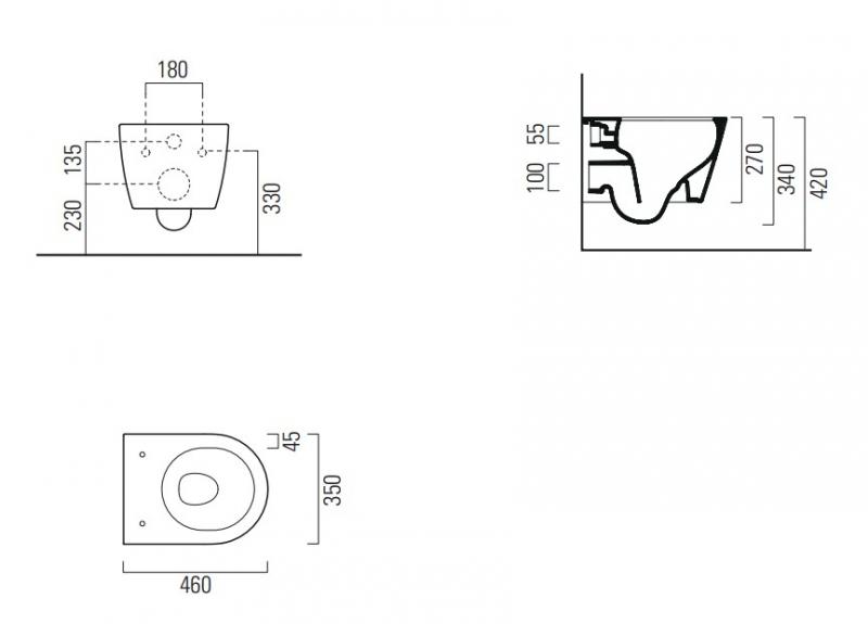 GSI Pura kompakt 46 v&aelig;gh&aelig;ngt toilet m/Extraglaze+